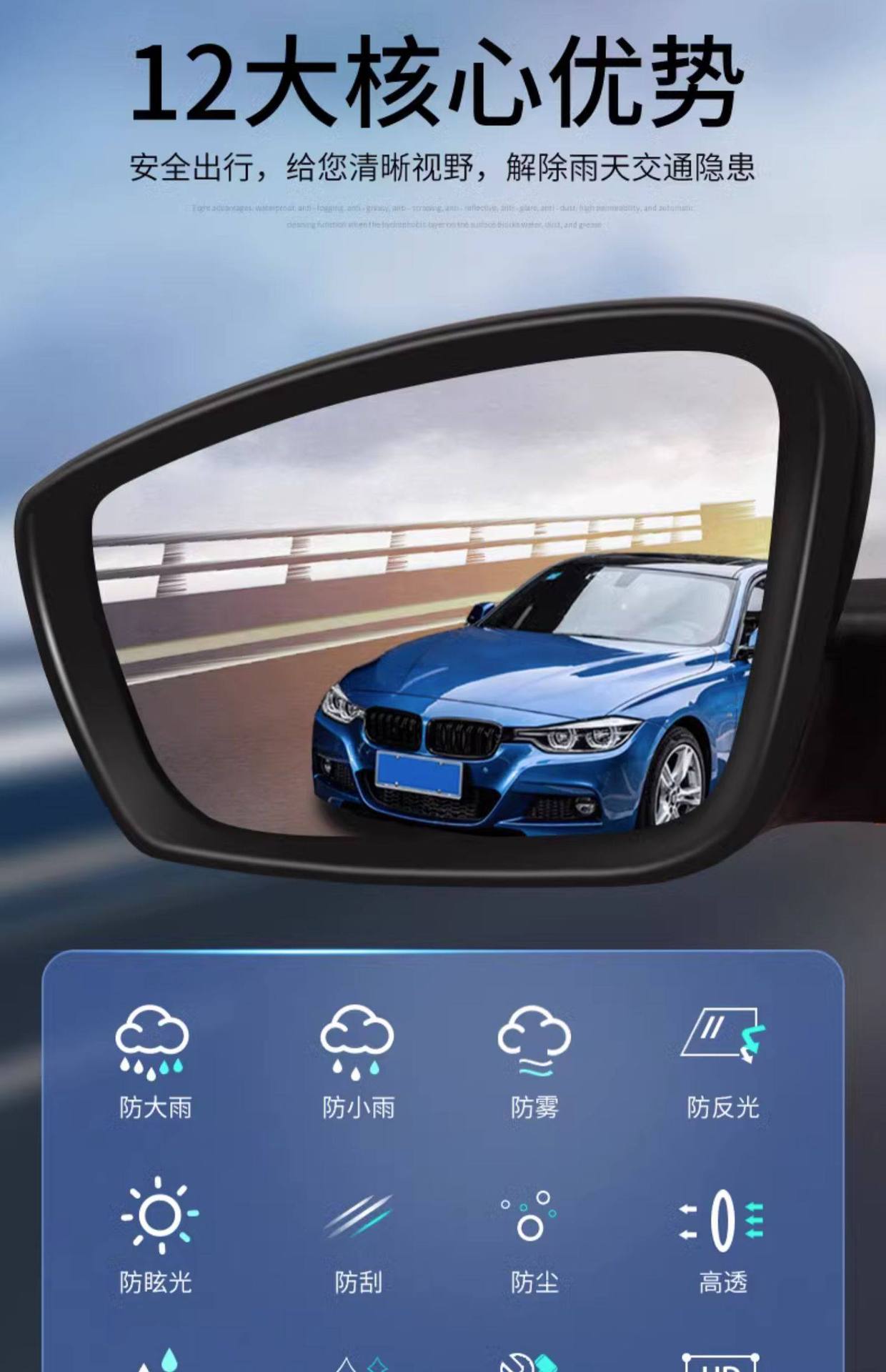 Rearview Mirror Anti-Rain Film - Anti-Fog, Waterproof