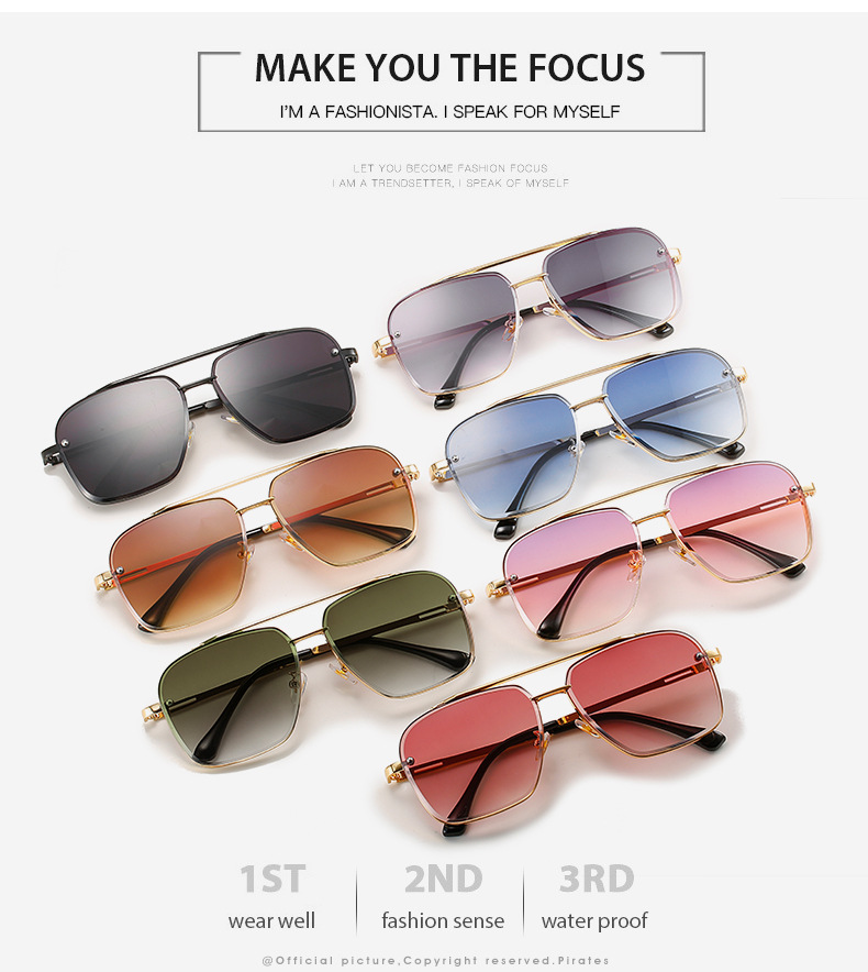 Simple Style Gradient Color Pc Square Frameless Men's Sunglasses display picture 1