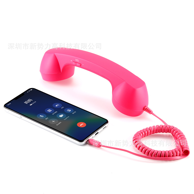 Inventario en línea popularidad de la niña corazón retró teléfono móvil auricular estudiante extraño ajuste de volumen micrófono auricular creativo teléfono