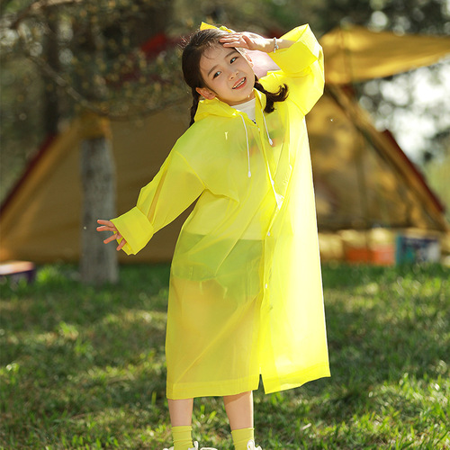 EVA Children's Sanding One-piece Raincoat with Backpack Holder, Extended and Thick Full-body Raincoat Cape for Primary School Students
