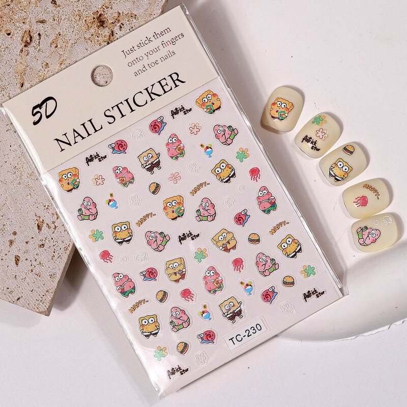 Nail Art Stickers Cartoon Animation Doraemon Spongebob Crayon Shin-Chan Cute Nail Decals Mobile Phone Case Stickers