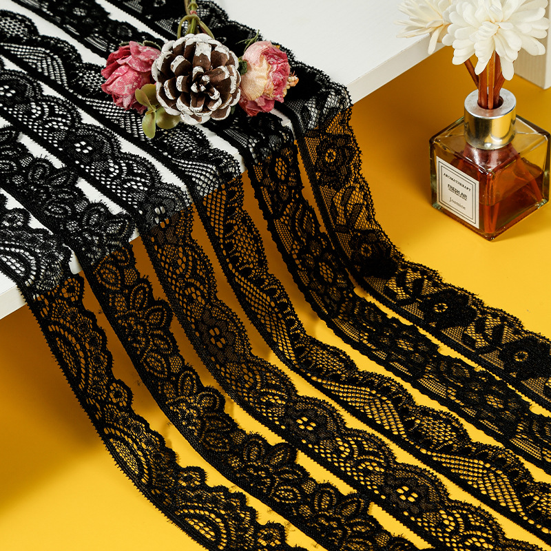 Accesorios de encaje de nylum blanco, decoración hueca de borde ancho de alta gama, cuello, falda, cortina, tela de mesa al por mayor