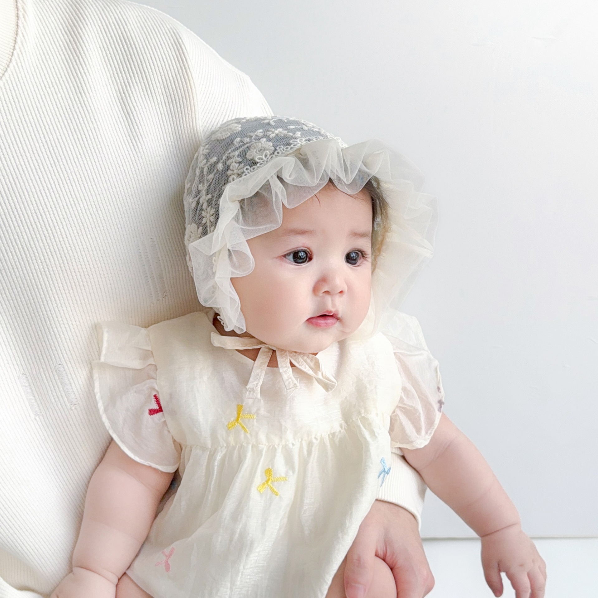 Sombrero de bebé Sombrero de palacio transpirable de encaje de verano Sombra de protección solar para bebé Princesa Moneyage Protector de fontanela Sombrero de neumáticos