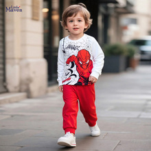Little maven秋季长袖男童套装 时尚儿童套装 欧美个性蜘蛛童套装