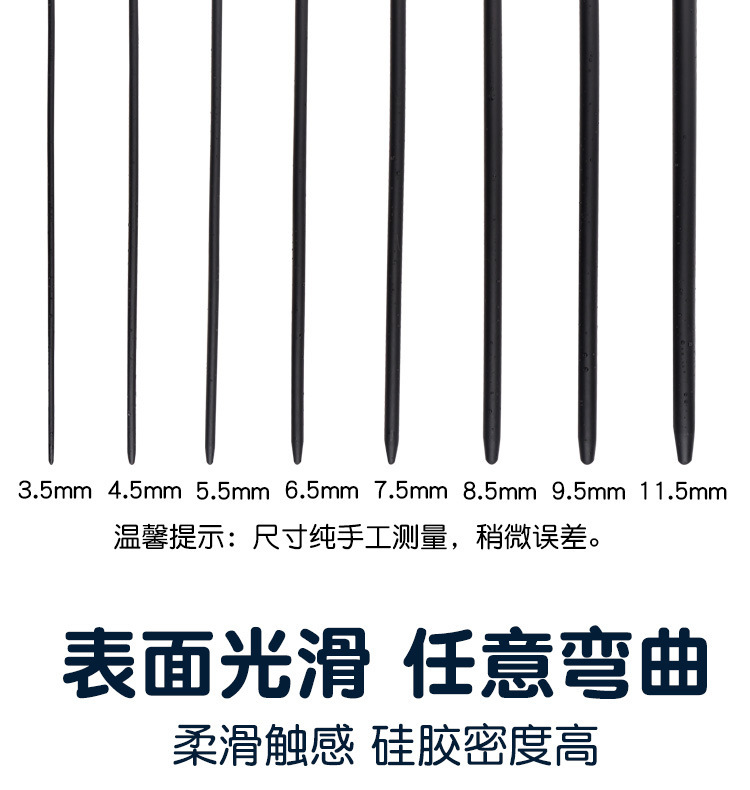 Silicone Glans Training Stick, Smooth Urethral Dilator for Men, Black — detail image 3
