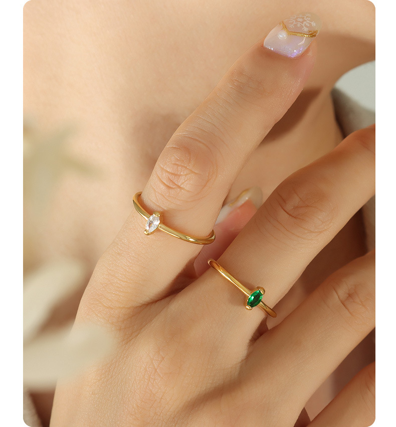 Fashion Geometric Titanium Steel Plating Zircon Rings 1 Piece