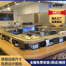 旋转寿司回转台全套海誉旋转小火锅设备带轨道送餐小火车自助餐台