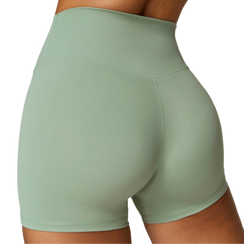 Zechuang European and American brushed tight yoga shorts women's high waist belly contracting fitness pants hip lifting running sports shorts 8519