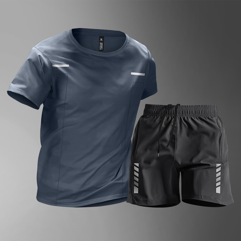 Traje deportivo de hielo seco para hombres ropa de fitness de verano camiseta de manga corta entrenamiento chaleco de baloncesto transpirable ropa de carrera