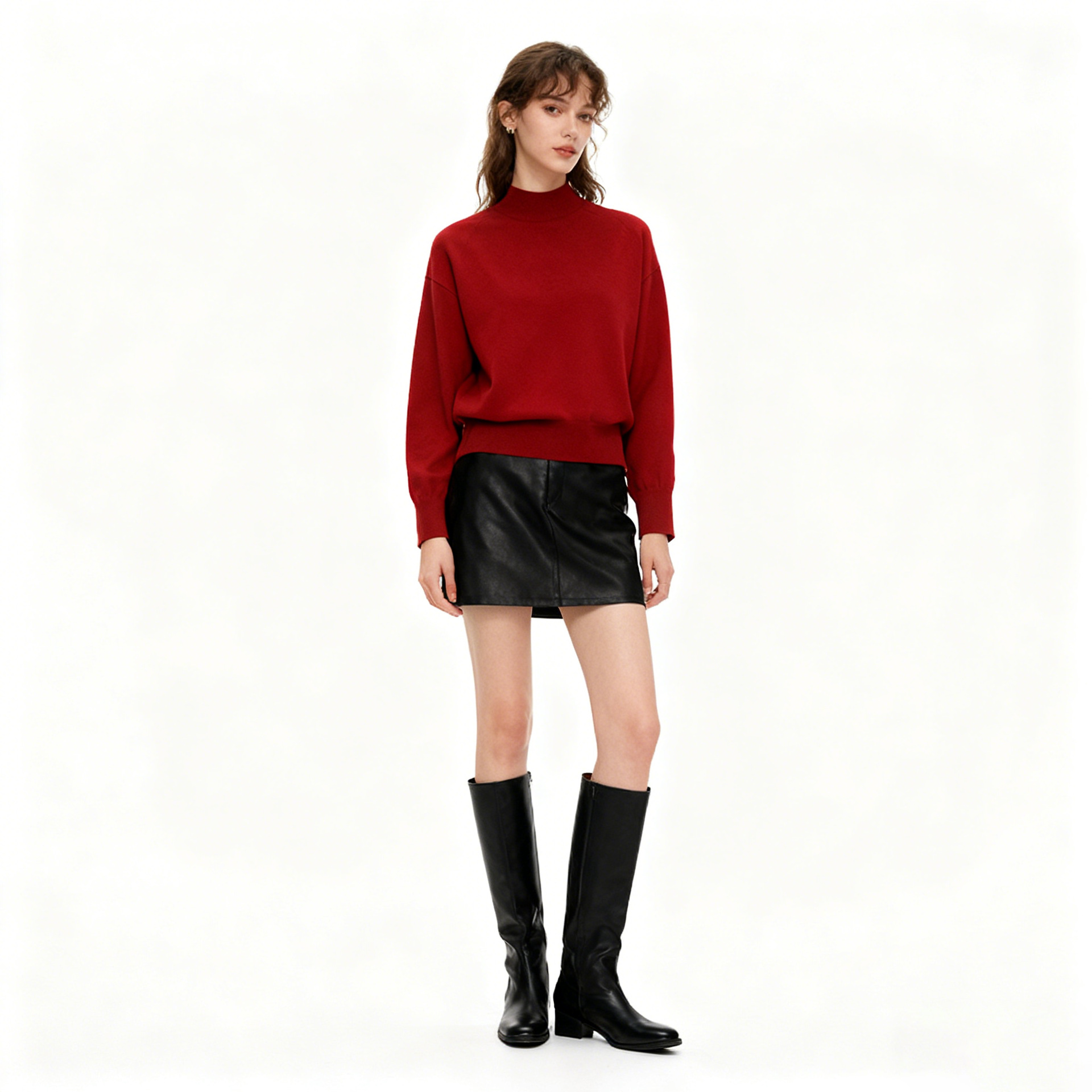 小禾同款100%美利奴羊毛针织衫秋冬新款女装半高领宽松打底羊毛衫