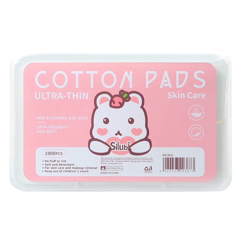 Slabi Inglés no tejido de maquillaje de algodón en caja 1000 piezas de algodón limpiador fino neutro removedor de uñas de algodón S011