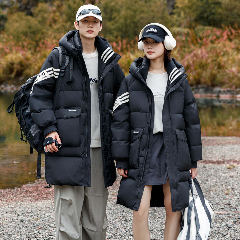 Authentic High-End Winter down Jacket for Men, Mid-Length Thickened Youth Trendy Warm Couple Loose Coat Jacket
