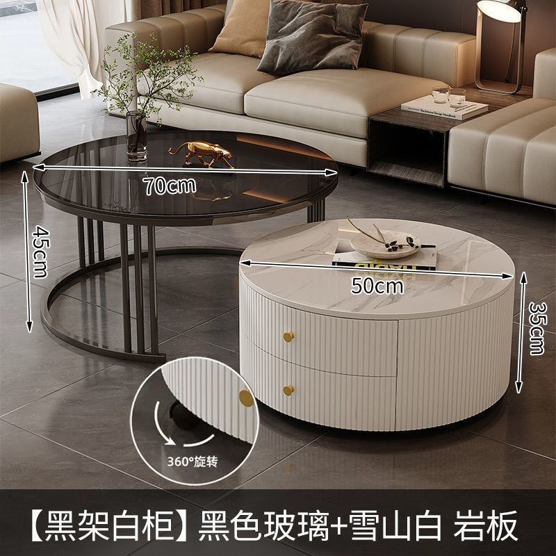 Cream Italia tabla de roca retráctil mesa de té lujosa moderna combinación simple sala de estar pequeña casa mesa redonda