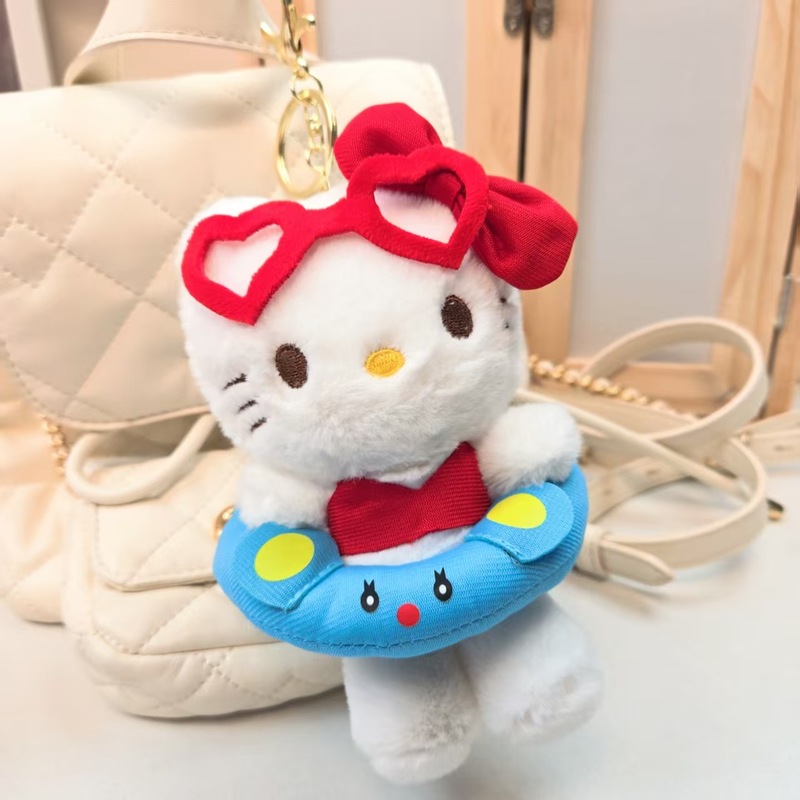 インターネット有名人かわいい水泳リング kt 猫ペンダントぬいぐるみ人形子猫バッグペンダントキーホルダー人形|undefined