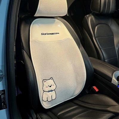 pad, new cartoon cute design, Seat cushion, seat cover - suitable-for-all-seasonswest-highland-bowtie-puppy-beige-backrest-with-headrest-cover-single-piece