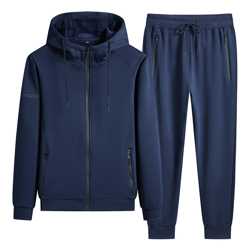 Trajes de deportes de invierno transfronterizos de algodón masculino otoño y invierno más terciopelo grueso calentamiento ocio chaqueta con capuzas grande conjunto de dos piezas image 14