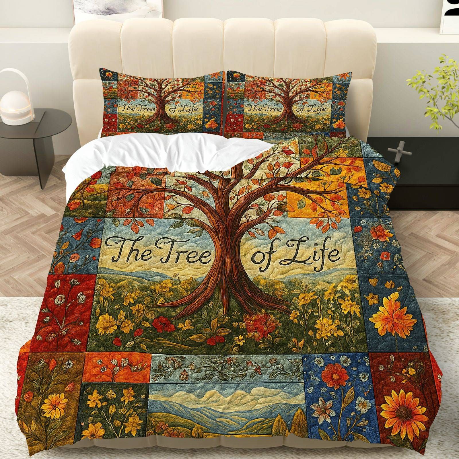 Transfronterizo luminoso árbol de vida molienda impresión digital kit de edredón textil para dibujar se puede ajustar TUME / JIT