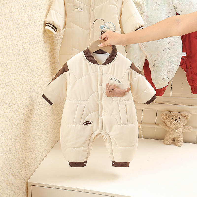 Baby Hi Puppy Jumpsuit Winter Thin Cotton Male and Female Baby Newborn Warm Newborn Outing Clothes