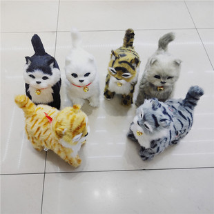 Cross-border e-commerce source electric plush simulation induction walking cat light control toys New strange children's touch cat