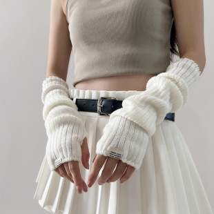 Autumn and Winter Japanese Millennium y2k Spice Girls Knitted Heap Gloves Sleeves Didi Hip Hop Cool Leaky Finger JK Sleeves