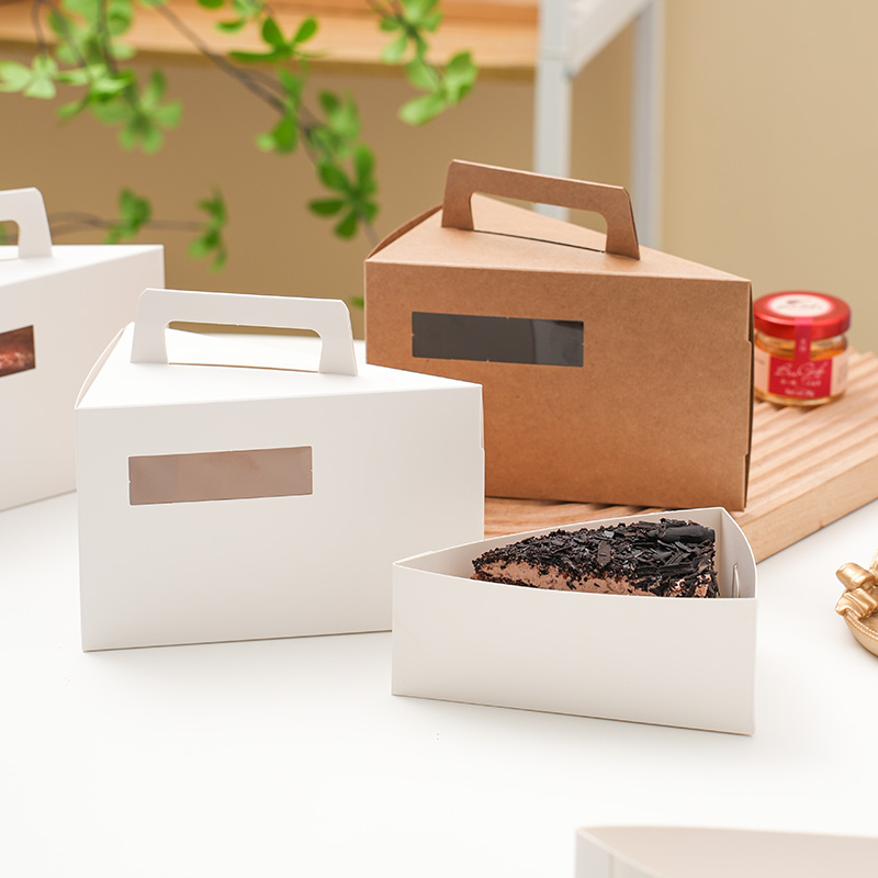 三角蛋糕盒慕斯切块包装三明治甜品切角盒西点切片件打包外卖纸盒