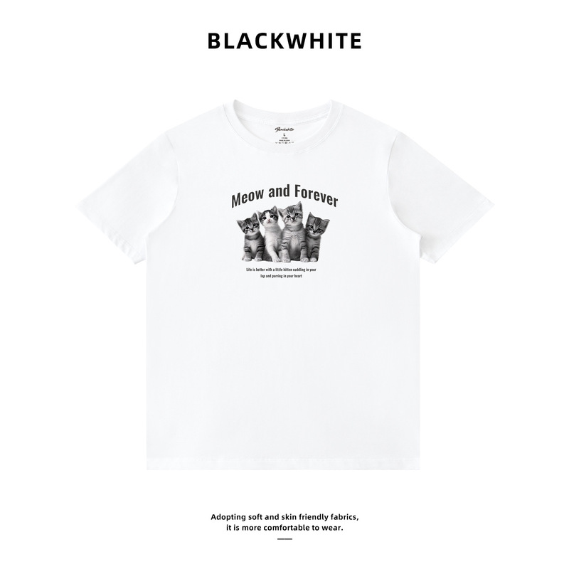 Niche Trendy Brand Unisex Printed Short-Sleeve High-Cotton Neutral Style T-Shirt Cross-Border Wholesale Physical Supply 76 Niche Trendy Brand Unisex Printed Short-Sleeve High-Cotton Neutral Style T-Shirt Cross-Border Wholesale Physical Supply 76