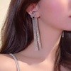Long ear clips with tassels, fashionable universal earrings, light luxury style