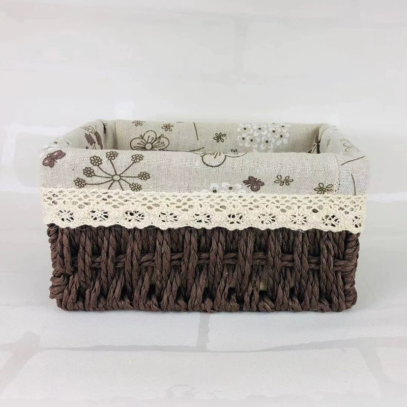 Корзина из соломы с тканевой подкладкой, несколько размеров (малый/средний/большой/набор)