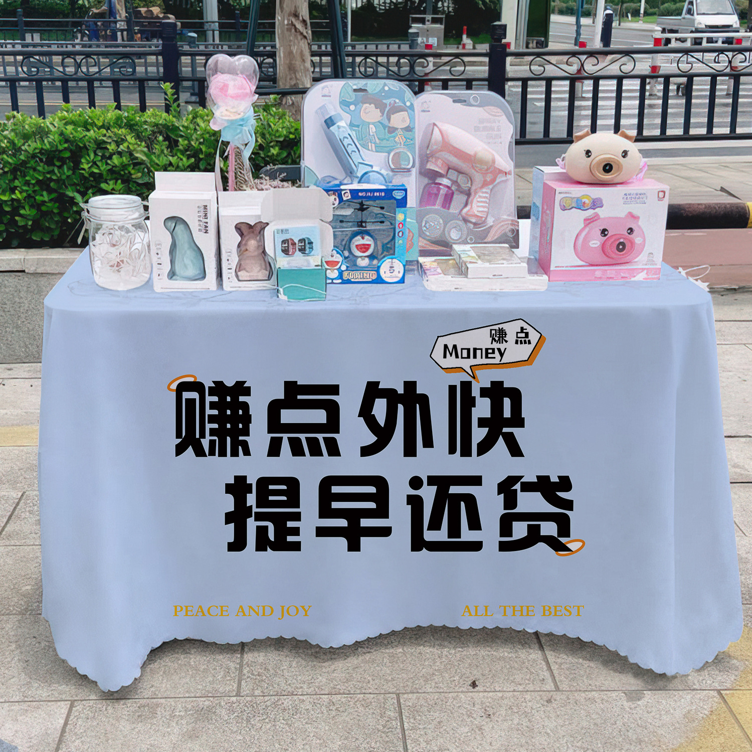 General + 1 estandos de mesa publicitaria