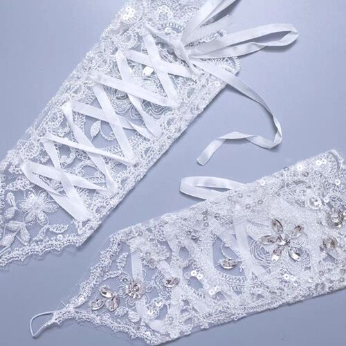 G9505M7I supplies bridal gloves wholesale bridal dress gloves lace straps hook fingers missing fingers diamond jewelry