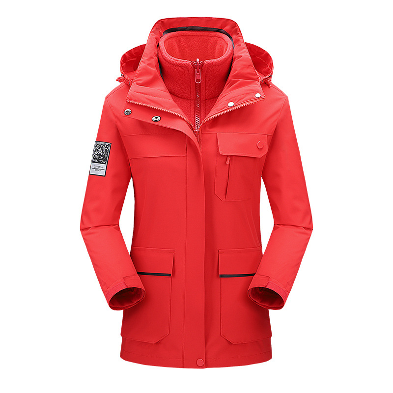 Chaqueta de lana para hombres y mujeres chaqueta desmontable tres en uno al aire libre otoño e invierno a prueba de viento impermeable forrado de lana engrosada traje de alpinismo