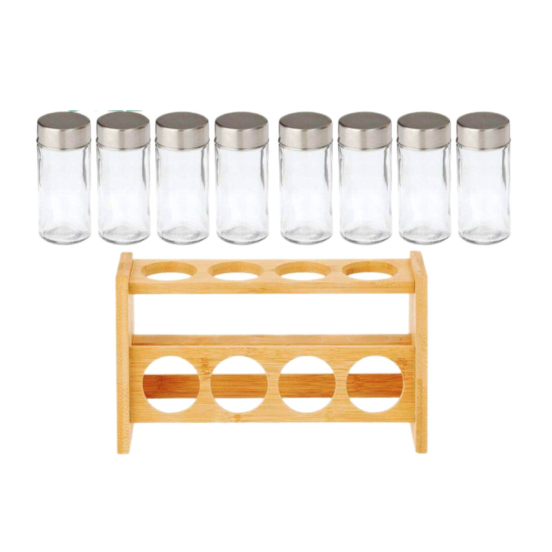 Estante de almacenamiento de condimentos de cocina casera, estante de exhibición de postres de fiesta escalonado, estante de latas de especias de madera de tres capas