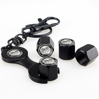 Valve Cap Anti-Theft Personalized Modified valve - wrench-black-black-and-white-apple-tree-4-pieces