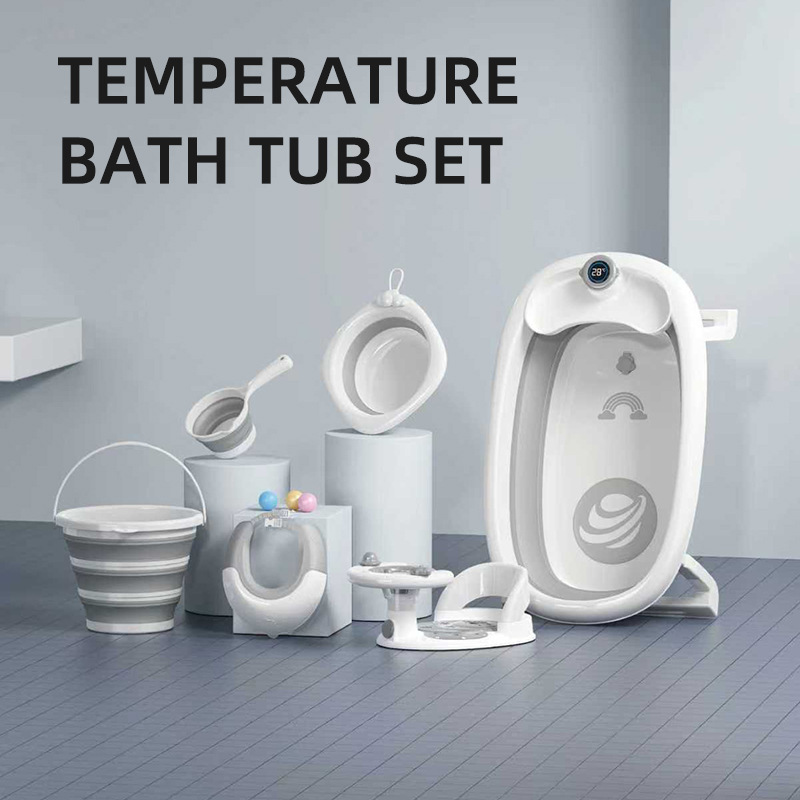 Baña para bebés, baño plegable para bebés, combinación para niños sentados y acostados, artículos para bebés domésticos, bebés grandes