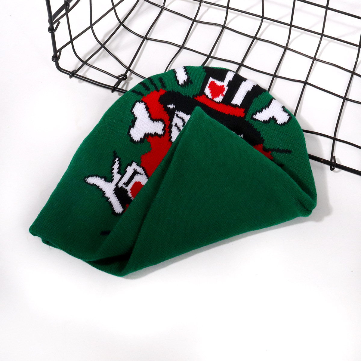 Chapeau de crâne de lettre d'Halloween, chapeau en tricot acrylique, chapeau chaud d'automne/hiver_voghion.com