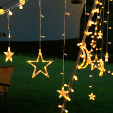 LED三星三月窗帘灯天幕帐篷氛围装饰灯串电池太阳能户外防水彩灯