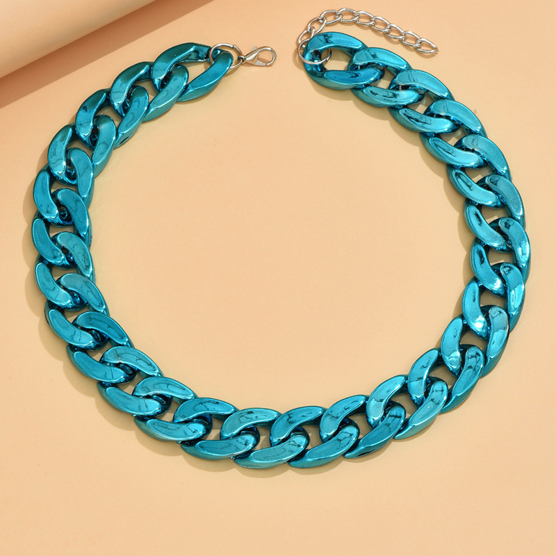 Acrylic Material Vintage Style Color Block Solid Color Acrylic Chain Necklaces Wholesale