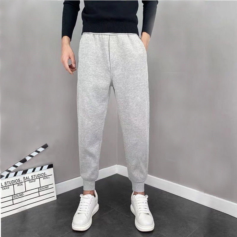 Pantalones casuales de los hombres jóvenes rectos sueltos Pantalones deportivos delgados pantalones atados al tobillo primavera y otoño verano Pantalones de hombre simples