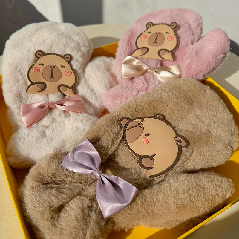Winter gloves, velvet cute keep warm set for students