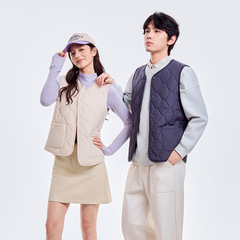 秋冬情侣新款充气绒马甲100%绵羊毛秋冬防风防水男女外穿保暖马甲