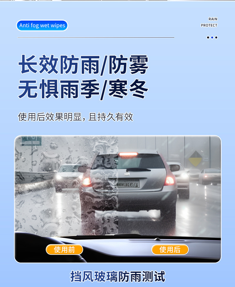 [Premium Selection] Car Windshield Anti-Fog Wipes, Disposable Window Cleaning Anti-Fog Agent, Car Defogger