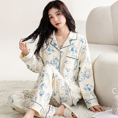 純棉睡衣秋冬款女甜美少女寬鬆長袖長褲休閒春季可外穿家居服套裝