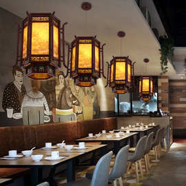 中式餐厅工程吊灯六角复仿古别墅饭店楼梯过道创意个性小灯笼宫灯