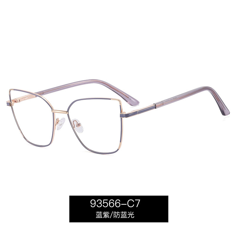 93566 nuevo espejo plano de metal anti-azul de comercio exterior, espejo óptico femenino de tendencia, fábrica de gafas al por mayor