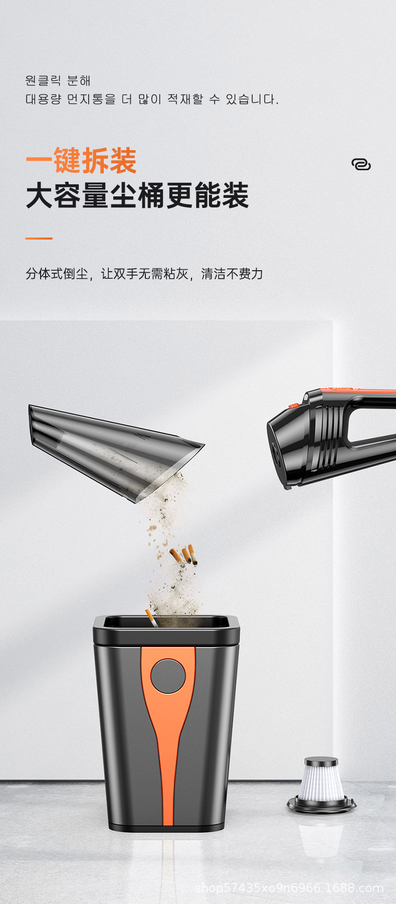 Cross-Border New Model Car and Home 2-in-1 Vacuum Cleaner Portable Small Wired Handheld Car Vacuum Cleaner with Light