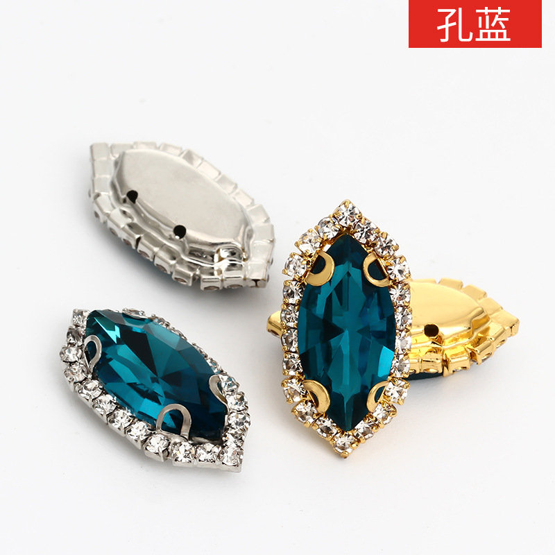 Ojo de caballo, borde, garras, taladro perforado, taladro cosido a mano, soporte inferior grueso, tocado, equipaje, accesorios de ropa, hebilla de cristal de ojo de caballo