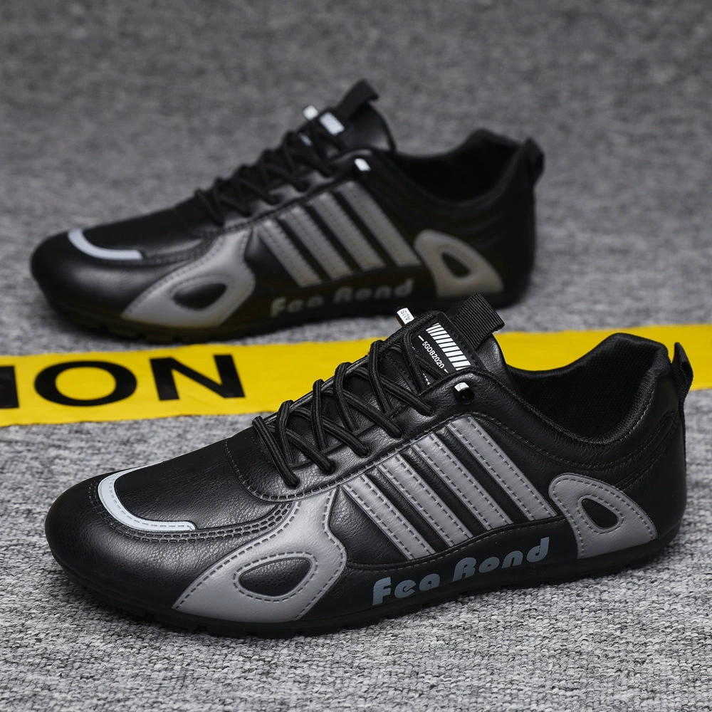 Бобовые ботинки на мягкой подошве Мужские 2025 новые дышащие кожаные кроссовки Корейская повседневная обувь плоская обувь