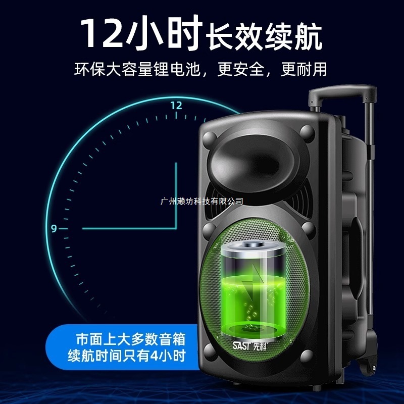 先科广场舞音响户外唱k歌移动拉杆蓝牙音箱带话筒店铺专用大音量|undefined