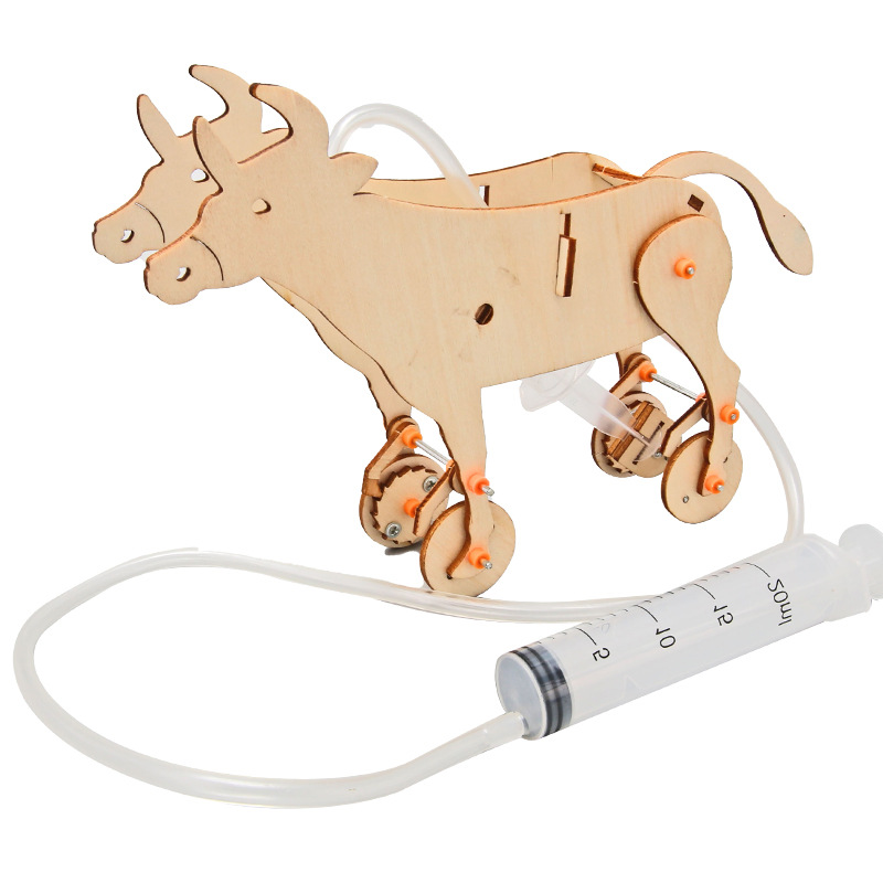 Hecho a mano DIY tecnología de vaca neumática pequeña producción creativa casera pequeña invención primaria y secundaria estudiantes ciencia y educación material de juguete pequeño