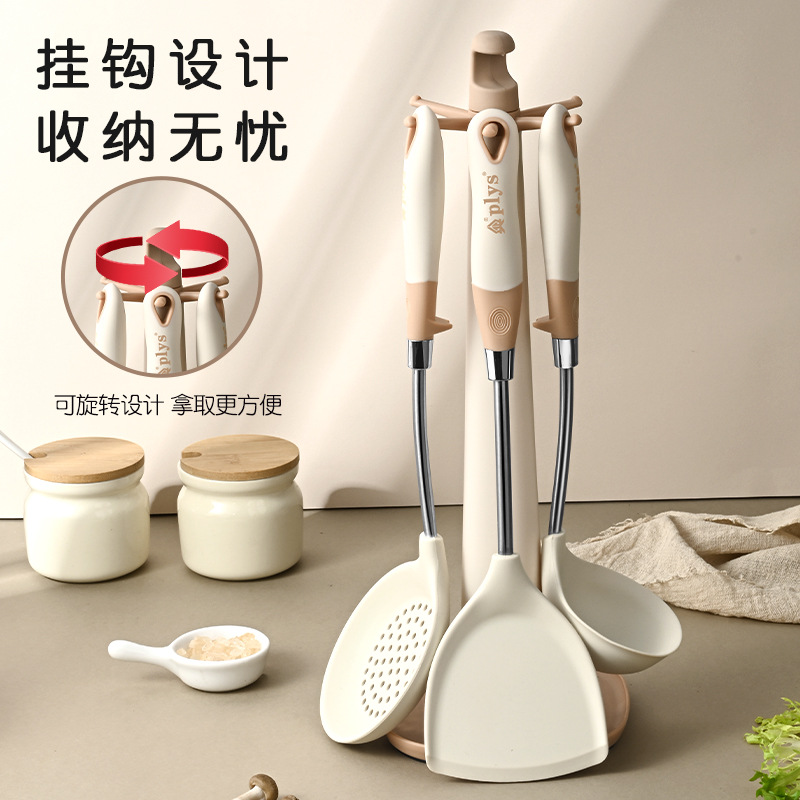 Paleta doméstica combinación de cucharas de cabello cocina set al por mayor cocina de silicona de grado alimenticio cocina resistente a altas temperaturas